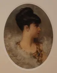 Jan van Beers, Oval Portrait of a Lady, oil on board