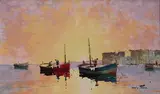 C.R. Doyly-John, Early Morning Fishing at Frejus, S. France, oil on canvas