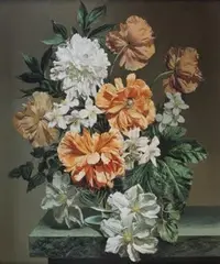 Bennett Oates, Flame Poppies, oil on board