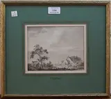 B.C. Koekkoek, Landscape with Figures and River, monochrome watercolour