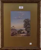 Charles Rowbotham, Figures conversing on a Hillside Path, the Bay of Naples beyond
