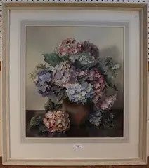 Jack Carter, A Vase of Hydrangeas, 1974, watercolour