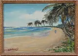 Noël Coward, View of a Jamaican Beach, oil on canvas laid on board