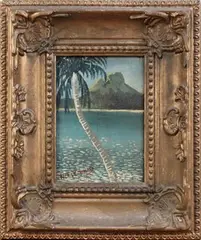 Noël Coward, Jamaican View with a Palm Tree, oil on panel