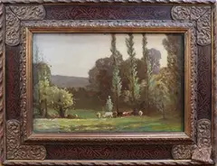 Evening Effect under the Downs by Henry Charles Clifford, oil on board, sold Jun 2015