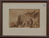 Edward Ardizzone, Bathers by a Rocky Shore', pen