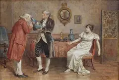 The Connoisseur' and 'The Welcome Visitor by George Goodwin Kilburne, a pair of early 20th Century watercolours with touches of gouache, sold Jun 2015