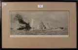 Naval Engagement with HMS Lion, Princess Royal and Tiger by William Lionel Wyllie, monochrome etching, sold Jun 2015