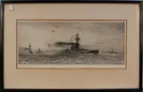 HMS Benbow by William Lionel Wyllie, monochrome etching, sold Jun 2015