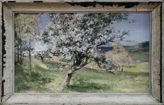 Auguste Jean Claire, View of a Blossom Tree, oil on canvas