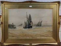 F.J. Aldridge, Trawlers Returning, watercolour