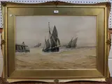 F.J. Aldridge, Trawlers Returning, watercolour