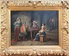 Wilhelm Giessel, Figures playing Chess within a Tavern, oil on canvas