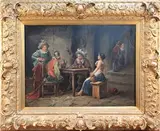 Wilhelm Giessel, Figures playing Chess within a Tavern, oil on canvas