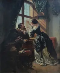 Charles van den Daele, The Drawing Lesson, 1855, oil on panel