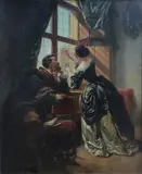 Charles van den Daele, The Drawing Lesson, 1855, oil on panel