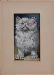 Minnie Rosa Bebb, Study of a Seated Cat, oil on artist's board