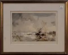Rowland Hilder, Flooded Landscape, watercolour