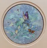 Gordon Beningfield, Purple Emperor (Apatura Iris) and Heath Fritillary (Mellicta Athalia)' (Study of the Butterflies amongst Foliage)