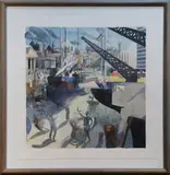 Bill Jacklin, View of the Bristol Docks, watercolour over pencil