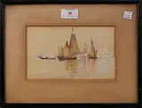 Henry Roderick Newman, Boats on the Lagoon, Venice, 1882, watercolour