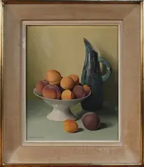 Jacques Blanchard, Still Life Study of a Jug and Bowl of Peaches, oil on canvas