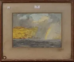 Ernest Howard Shepard, Coastal View with Rainbow, watercolour and gouache