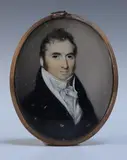 George Engleheart, Oval Miniature Portrait of a Gentleman wearing a Navy Jacket, watercolour