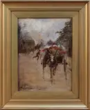 W.J. Ophelia Billinge, The Flower Cart, oil on canvas