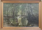 Johannes Boesen, Woodland Landscape with Stream, oil on canvas