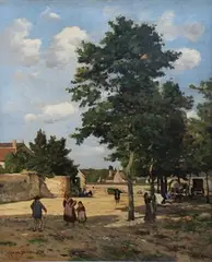 Henri Harpignies, Hérisson' (View of the French Village), 1876, oil on canvas