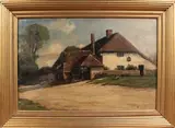 Harold Goldthwaite, View of a Thatched Cottage, oil on canvas