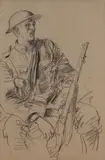 Augustus John, Seated [Canadian] Soldier with a Rifle