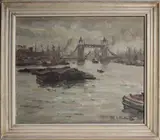 Jean de La Fontinelle, View of Tower Bridge, London, oil on canvas