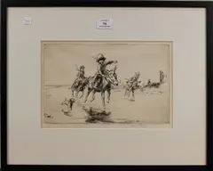 Eileen Soper, The Donkey Race, monochrome etching