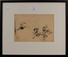 Eileen Soper, Flying Swings, monochrome etching