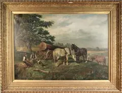 Charles Ansdell, The Log-team's Lunch, oil on canvas