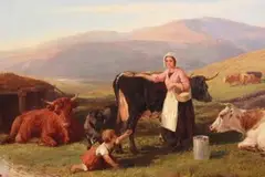 Henry Brittan Willis, Milking Time in the Mountains, oil on canvas