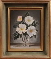 James Noble, A Vase of Pink Roses, oil on canvas
