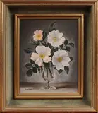 James Noble, A Vase of Pink Roses, oil on canvas