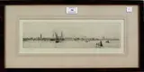 H.M.S. Mercury Moored off Gosport by William Lionel Wyllie, monochrome etching, sold Dec 2014