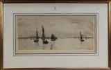 Off the Isle of Wight by William Lionel Wyllie, monochrome etching, sold Dec 2014