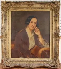 William Roos, Half Length Portrait of a Lady seated on a Settee, 1852, oil on canvas