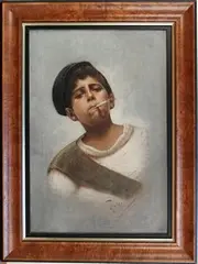 Achille Petrocelli, Study of a Youth smoking a Cigarette, oil on canvas