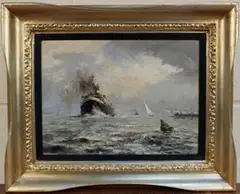 Robin Goodwin, Study of an Ocean Liner in Coastal Waters, oil on board