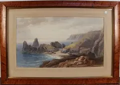 Thomas Hart, Kynance Cove, 1873, watercolour with gouache