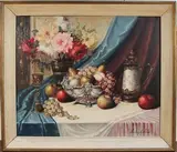 Béla Balogh, Still Life Study of a Laden Tabletop, oil on canvas
