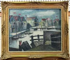 Emmanuel Levy, View of a Dutch Canal, oil on board