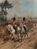 Harry Payne, The Royal Scots Greys on Patrol, oil on canvas
