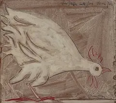 John Craxton, Study of a Chicken, mixed media